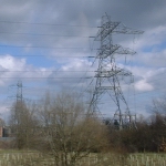 M11, UK: A three way pylon between Cambridge and London [Picture by Flash Wilson]