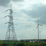 UK: Dagenham, pylon next to wind turbine [Picture by David Walters]