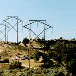 USA: 380kV wood-pole line. You need big trees to make poles this big! [Picture by Ian McAulay]