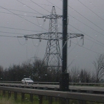 M5, UK: Bat shaped pylon on the M5 between Taunton and Bristol [Picture by Flash Wilson]