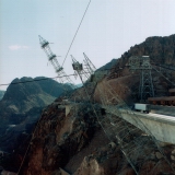 Hoover Dam, USA: Pylons at an angle next to the Hoover Dam. The traffic puts them in perspective. [Picture by Chris Boulter]