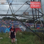 Glastonbury Festival campsite. Me standing below pylon. [Picture by Mike Bristow]