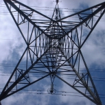Looking up into the pylon in Glastonbury Festival campsite. [Picture by Flash Wilson]
