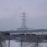 West Ham, UK: Pylons in the snow [Picture by Flash Wilson]