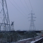 West Ham, UK: Pylons in the snow [Picture by Flash Wilson]