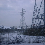 West Ham, UK: Pylons in the snow [Picture by Flash Wilson]