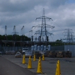 Barr, Somerset, UK: Pylons in and around the large substation. [Picture by Flash Wilson]